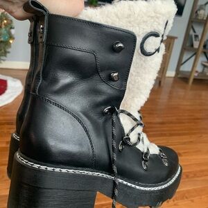 Calvin Klein Collection Black and Cream Winter Boots